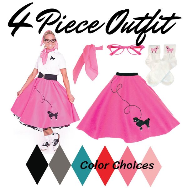 Hip Hop 50's Shop | Adult 4 pc - 50's Poodle Skirt Outfit