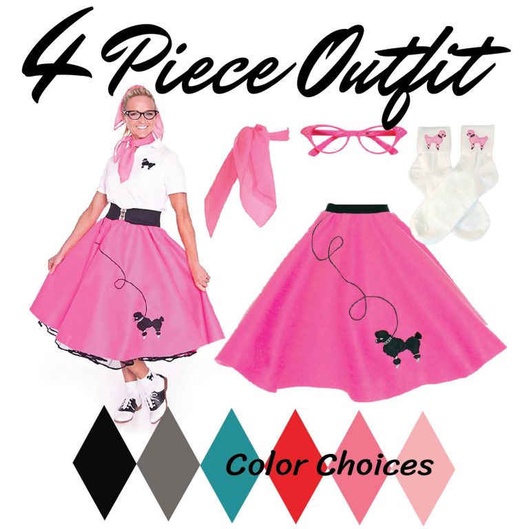 Hip Hop 50's Shop Adult 4 pc 50's Poodle Skirt Outfit