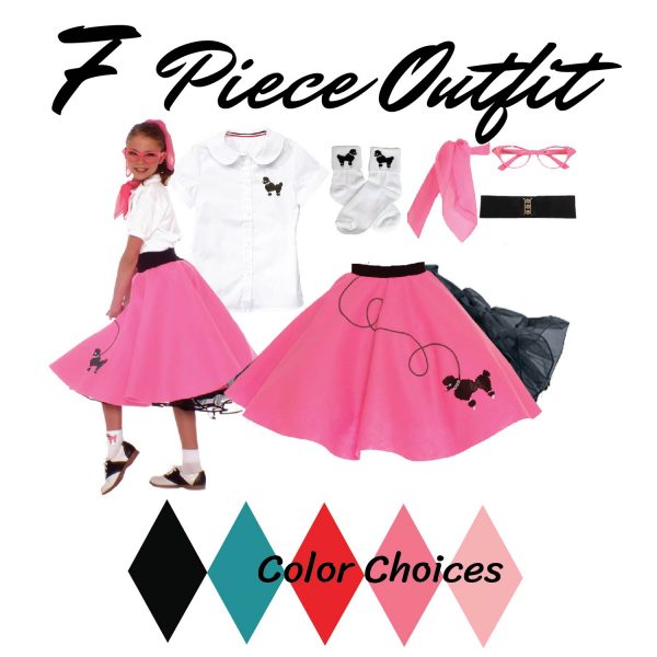 Hip Hop 50's Shop | Child 7 pc - 50's Poodle Skirt Outfit