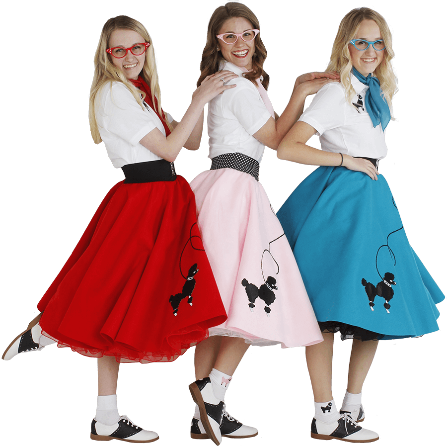 sisters2-flipped Young girls wearing 50's poodle skirts