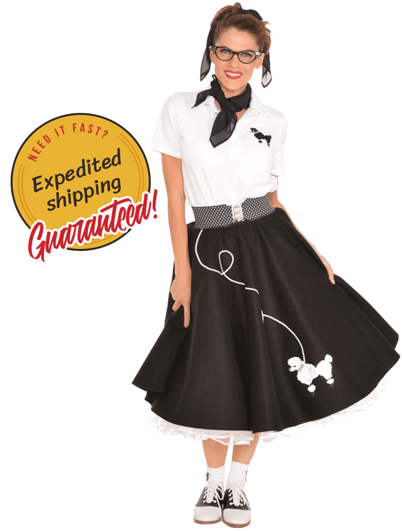 Woman wearing vintage poodle skirt