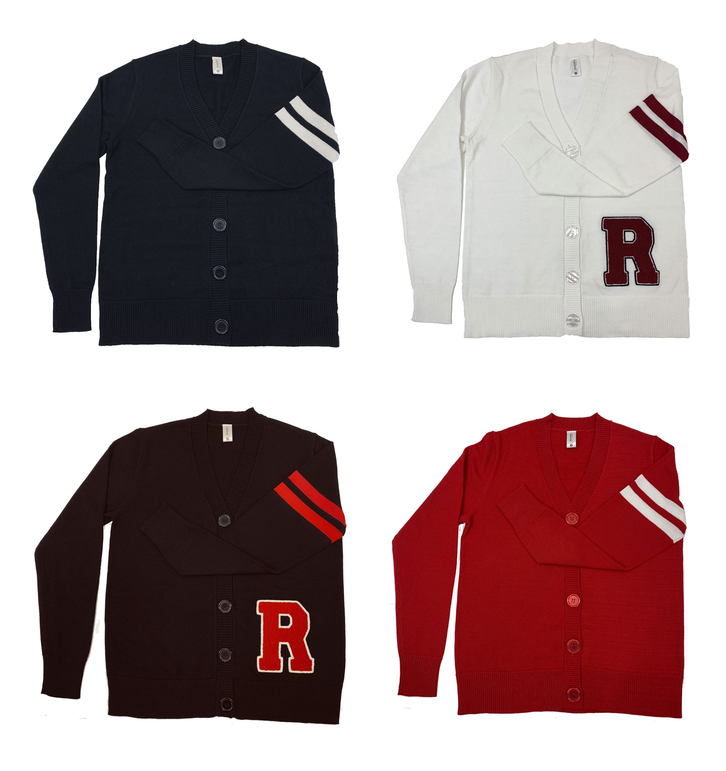 Hip Hop 50's Shop - Mens 1950s Letterman Cardigan Sweater (X-Small, White R) At Men's Clothing Store